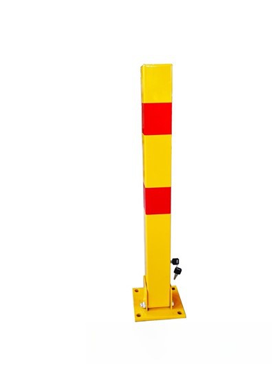 Manual Yellow Foldable Car Park Barrier Post Lock